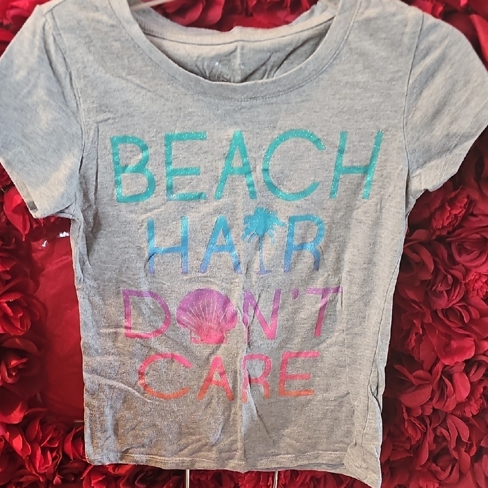 SO Girls Gray Beach Colorful Print Tshirt Size 10